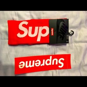 Red Nike supreme sock sz 8-10